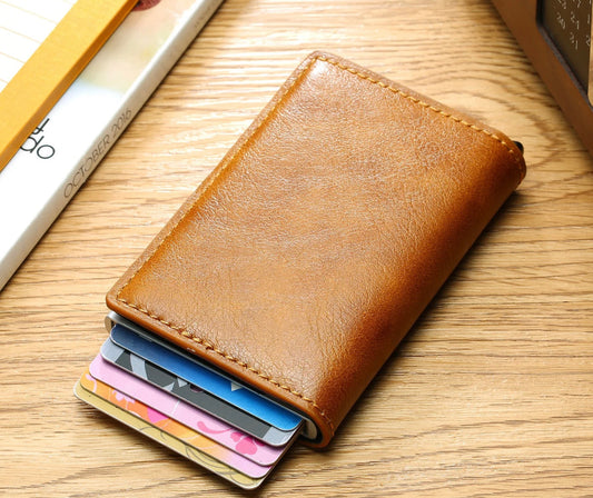 CJF RFID Blocking Tri-fold Leather Wallet